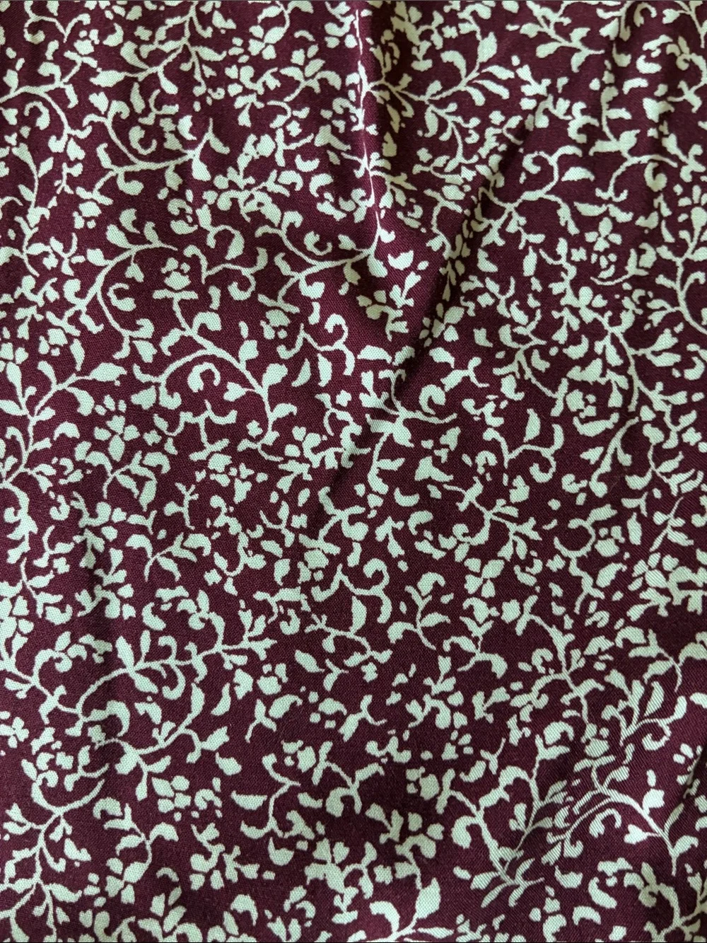 Old Navy V-Neck Puff Sleeve Floral Top - Burgundy/White S